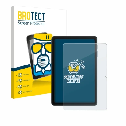 Face avant d’un emballage produit avec le logo de la marque BROTECT. À côté, l’appareil Blackview Tab 20 WiFi est représenté a