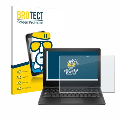 Face avant d’un emballage produit avec le logo de la marque BROTECT. À côté, l’appareil HP Fortis Flip G1i 11" est représenté 