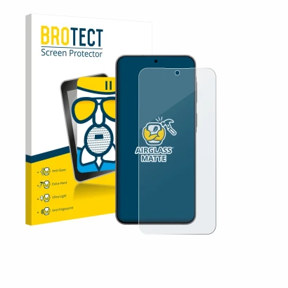 Face avant d’un emballage produit avec le logo de la marque BROTECT. À côté, l’appareil Samsung Galaxy A57 5G est représenté a