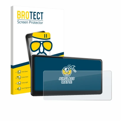 Face avant d’un emballage produit avec le logo de la marque BROTECT. À côté, l’appareil CarpodGo T3 Pro 8.9