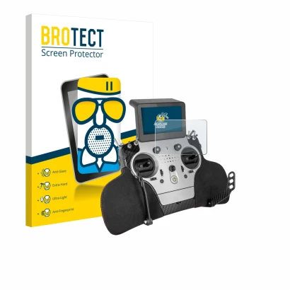 Face avant d’un emballage produit avec le logo de la marque BROTECT. À côté, l’appareil PowerBox Systems Core est représenté a