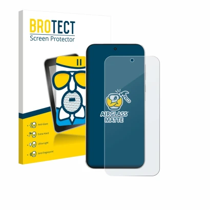 Face avant d’un emballage produit avec le logo de la marque BROTECT. À côté, l’appareil OnePlus Turbo 6V est représenté avec l