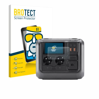 Face avant d’un emballage produit avec le logo de la marque BROTECT. À côté, l’appareil DJI Power 500 est représenté avec la p