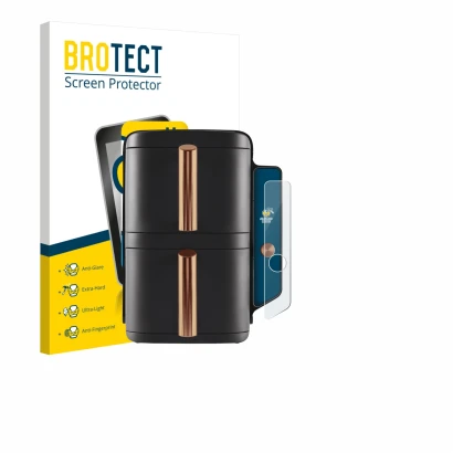 Face avant d’un emballage produit avec le logo de la marque BROTECT. À côté, l’appareil Ninja Double Stack XL sl400eu est repr