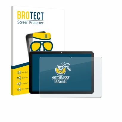 Face avant d’un emballage produit avec le logo de la marque BROTECT. À côté, l’appareil Rebecco Z50 10.1