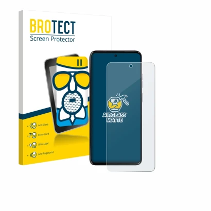 Face avant d’un emballage produit avec le logo de la marque BROTECT. À côté, l’appareil Motorola Moto G17 Power est représenté