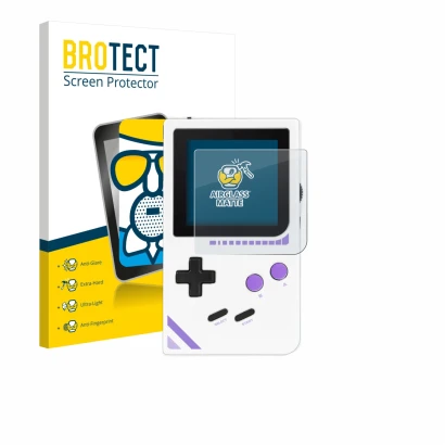 Face avant d’un emballage produit avec le logo de la marque BROTECT. À côté, l’appareil Modretro Chromatic est représenté avec