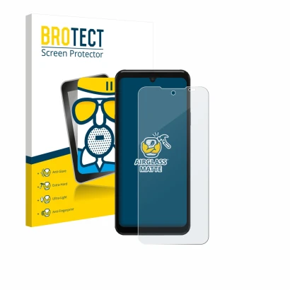 Face avant d’un emballage produit avec le logo de la marque BROTECT. À côté, l’appareil Sunmi M3 est représenté avec la protec