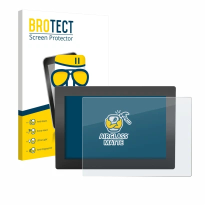 Face avant d’un emballage produit avec le logo de la marque BROTECT. À côté, l’appareil WAGO Web Panel 400 762-3404 est représ