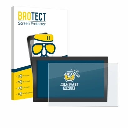 Face avant d’un emballage produit avec le logo de la marque BROTECT. À côté, l’appareil WAGO Web Panel 400 762-3405 est représ