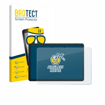 Face avant d’un emballage produit avec le logo de la marque BROTECT. À côté, l’appareil TCL NxtPaper 11 Plus est représenté av