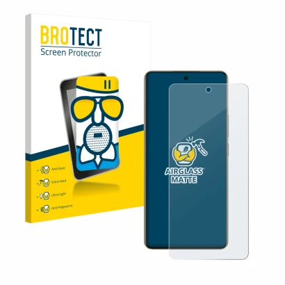 Face avant d’un emballage produit avec le logo de la marque BROTECT. À côté, l’appareil realme 16 est représenté avec la prote
