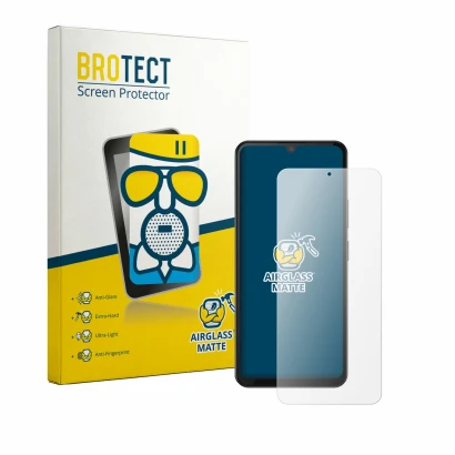 Face avant d’un emballage produit avec le logo de la marque BROTECT. À côté, l’appareil Doogee M30 est représenté avec la prot