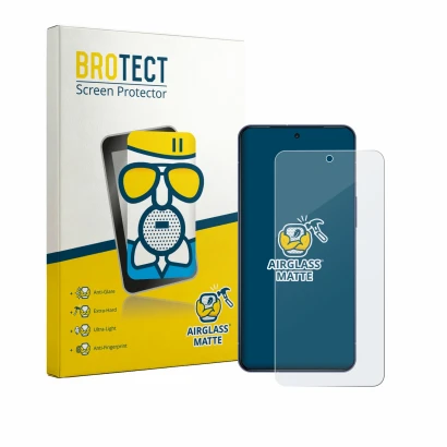 Face avant d’un emballage produit avec le logo de la marque BROTECT. À côté, l’appareil Sharp Aquos R11 est représenté avec la