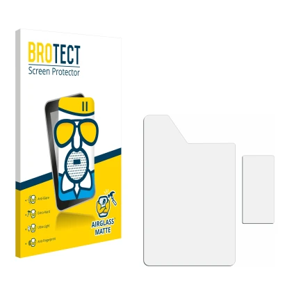 Face avant d’un emballage produit avec le logo de la marque BROTECT. À côté se trouve la protection d’écran correspondante.