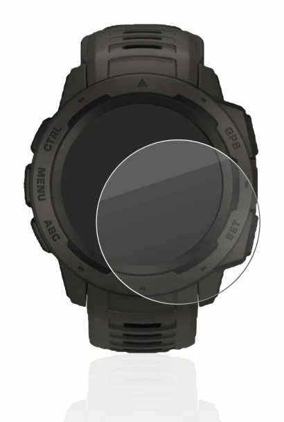 Image de l'appareil Garmin Instinct avec une grande variété de protections d'écran.