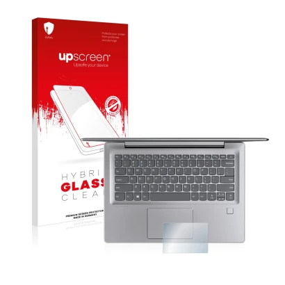 Face avant d’un emballage produit avec le logo de la marque upscreen. À côté, l’appareil Lenovo IdeaPad 530s (14") Touchpad es