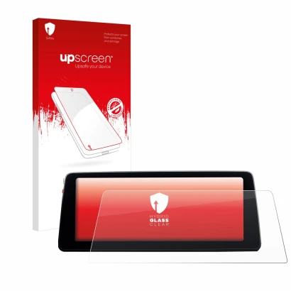 Face avant d’un emballage produit avec le logo de la marque upscreen. À côté, l’appareil BMW 7 G11 2016-2018 Infotainment Syst