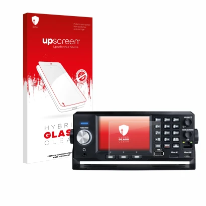 Face avant d’un emballage produit avec le logo de la marque upscreen. À côté, l’appareil Uniden SDS200E est représenté avec la