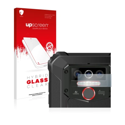 Face avant d’un emballage produit avec le logo de la marque upscreen. À côté, l’appareil Oukitel WP5 Pro (Caméra UNIQUEMENT) e