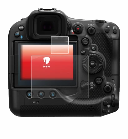 Image de l'appareil Canon EOS R3 avec une grande variété de protections d'écran.