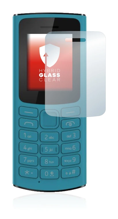 Image de l'appareil Nokia 105 4G 2021 avec une grande variété de protections d'écran.