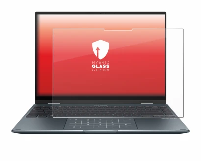 Image de l'appareil ASUS ZenBook 14 Flip OLED avec une grande variété de protections d'écran.