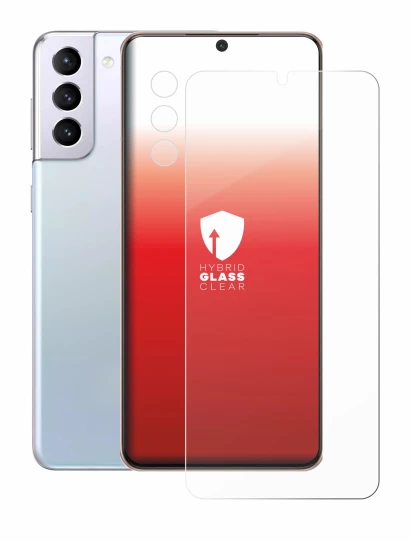 Image de l'appareil Samsung Galaxy S21 Plus 5G (Avant+Caméra) avec une grande variété de protections d'écran.