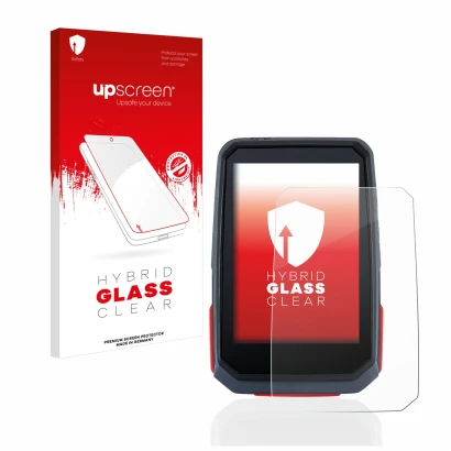 Face avant d’un emballage produit avec le logo de la marque upscreen. À côté, l’appareil Sigma ROX 4.0 est représenté avec la 