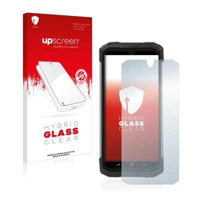 Face avant d’un emballage produit avec le logo de la marque upscreen. À côté, l’appareil Doogee S98 Pro est représenté avec la