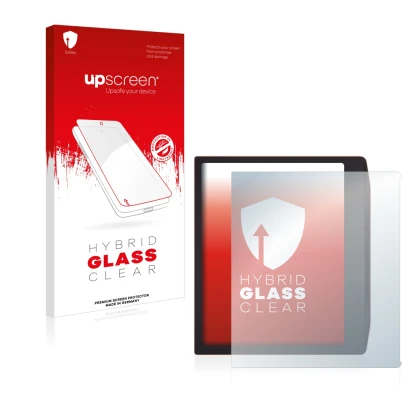 Face avant d’un emballage produit avec le logo de la marque upscreen. À côté, l’appareil PocketBook Era est représenté avec la