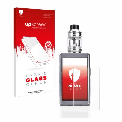 Face avant d’un emballage produit avec le logo de la marque upscreen. À côté, l’appareil GeekVape T200 est représenté avec la