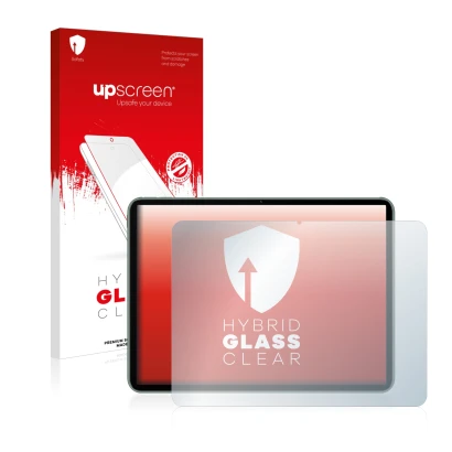 Face avant d’un emballage produit avec le logo de la marque upscreen. À côté, l’appareil OnePlus Pad est représenté avec la pr