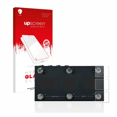 Face avant d’un emballage produit avec le logo de la marque upscreen. À côté, l’appareil Morningstar MC6 Pro est représenté av