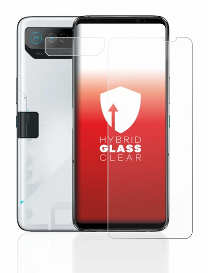 Image de l'appareil ASUS ROG Phone 7 (Avant+Caméra) avec une grande variété de protections d'écran.