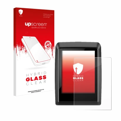 Face avant d’un emballage produit avec le logo de la marque upscreen. À côté, l’appareil Bosch Kiox 500 est représenté avec la