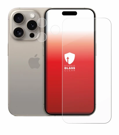 Image de l'appareil Apple iPhone 15 Pro (Avant+Caméra) avec une grande variété de protections d'écran.