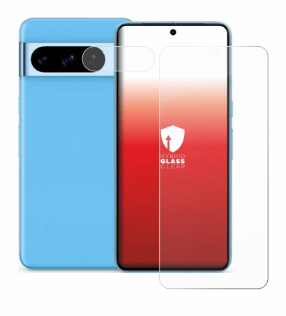 Image de l'appareil Google Pixel 8 Pro (Avant+Caméra) avec une grande variété de protections d'écran.