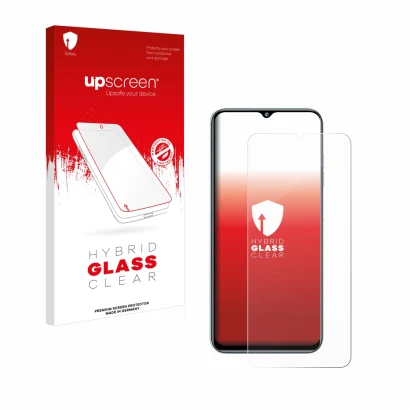 Face avant d’un emballage produit avec le logo de la marque upscreen. À côté, l’appareil Oukitel C36 (2023) est représenté ave
