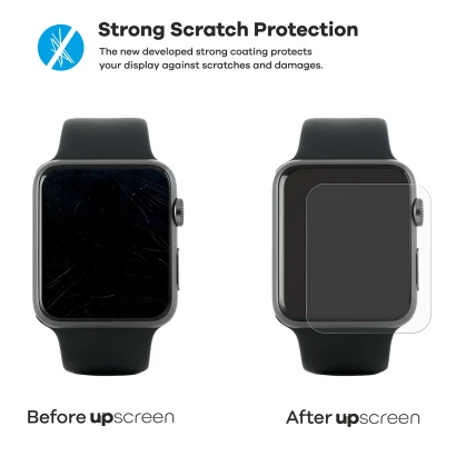 2 smartphones – l’un avec upscreen, l’autre sans. Chacun est accompagné de 2 clés. Le smartphone sans upscreen est fortement r