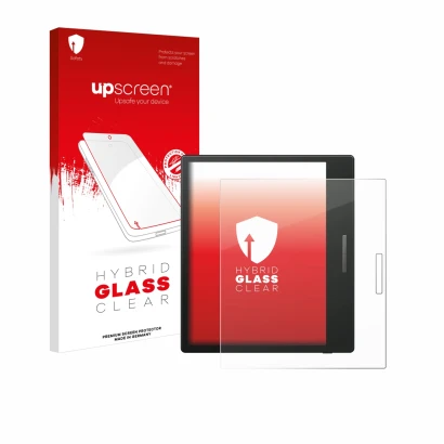 Face avant d’un emballage produit avec le logo de la marque upscreen. À côté, l’appareil Boox Go Color 7 est représenté avec l