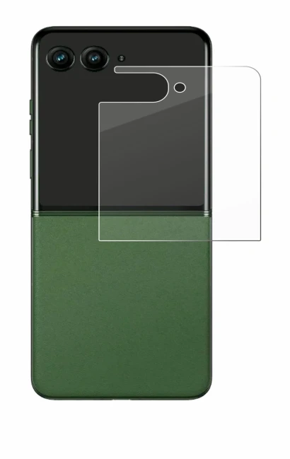 Image de l'appareil Motorola Razr 50 Ultra (Affichage arrière) avec une grande variété de protections d'écran.