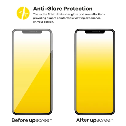 Comparaison de deux appareils – à gauche avec de forts reflets d'écran, à droite avec film de protection upscreen antireflet. 