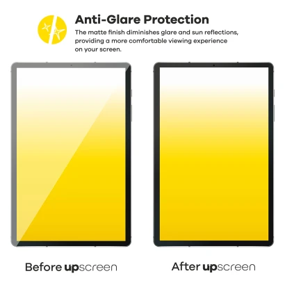 Comparaison de deux appareils – à gauche avec de forts reflets d'écran, à droite avec film de protection upscreen antireflet.