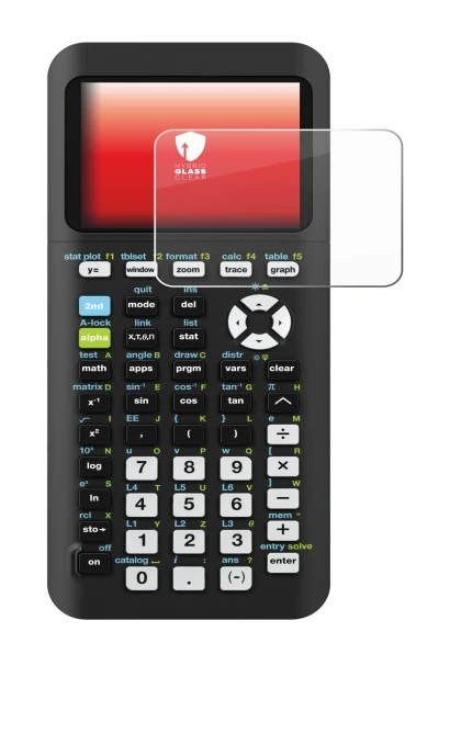 Image de l'appareil Texas Instruments TI-84 Plus CE-T Python avec une grande variété de protections d'écran.