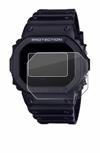 Image de l'appareil Casio G-Shock DW-5600RL-1 avec une grande variété de protections d'écran.