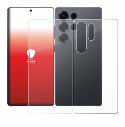 Image de l'appareil Samsung Galaxy S25 Ultra (Avant+Arrière) avec une grande variété de protections d'écran.