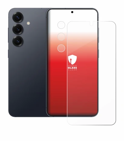 Image de l'appareil Samsung Galaxy S25 Enterprise Edition (Avant+Caméra) avec une grande variété de protections d'écran.