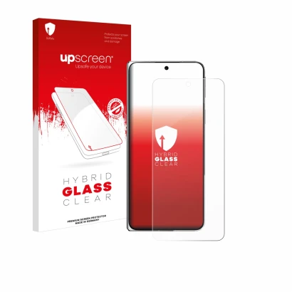 Face avant d’un emballage produit avec le logo de la marque upscreen. À côté, l’appareil Oppo Find N5 est représenté avec la p