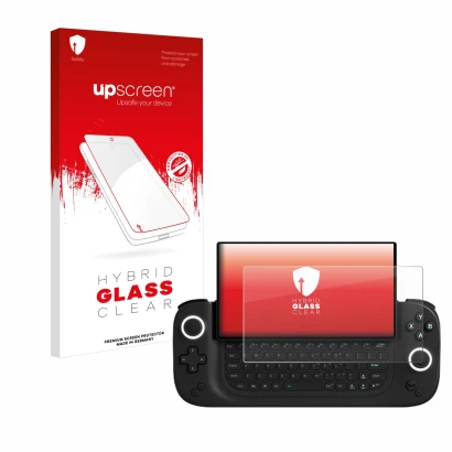 Face avant d’un emballage produit avec le logo de la marque upscreen. À côté, l’appareil Antec Core HS est représenté avec la